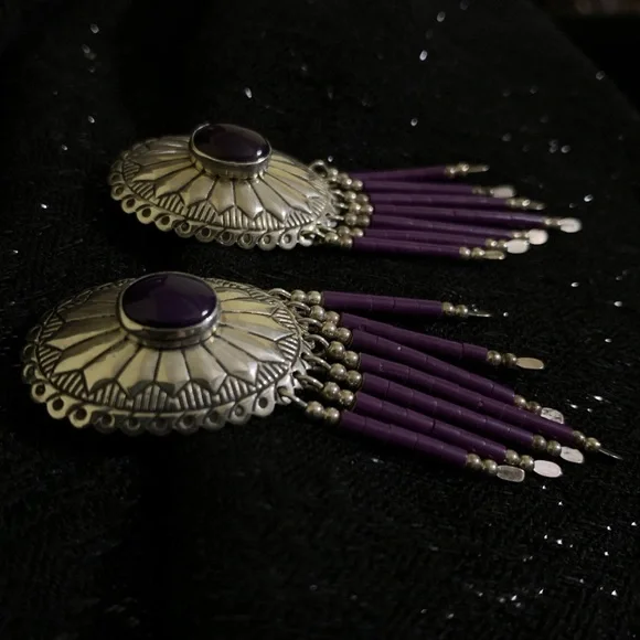 Vintage Hopi Purple Sugilite Concho earrings - Picture 2 of 9